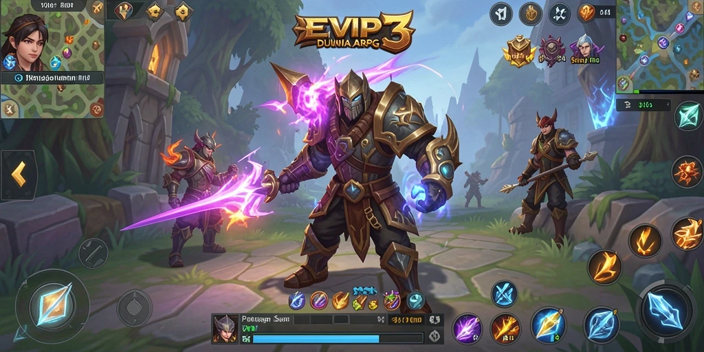 Tampilan gameplay EVIP3 dengan pertarungan seru dan karakter menarik.