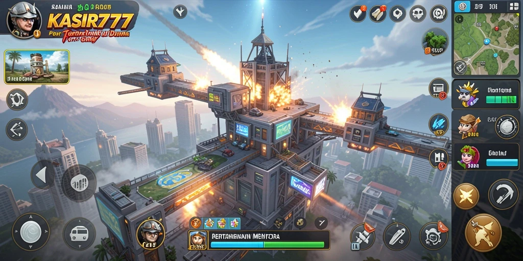 Screenshot gameplay KASIR777 menampilkan aksi pertahanan menara yang mendebarkan.