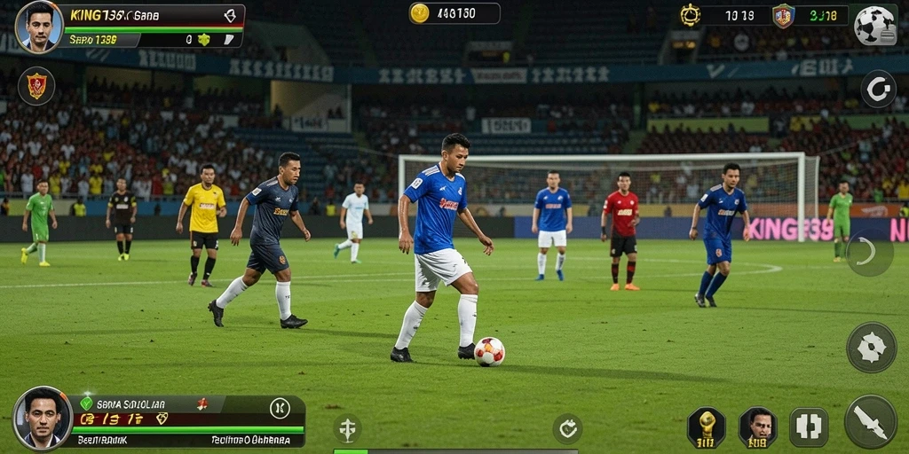 Screenshot KING138 menampilkan gameplay sepak bola yang mendebarkan.