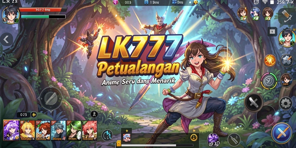 Tampilan gameplay LK777 yang penuh warna dan karakter Anime.