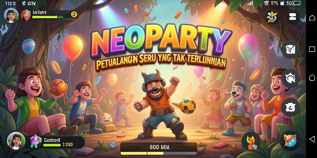 Tangkapan layar permainan NEOPARTY menampilkan aksi petualangan yang mendebarkan.