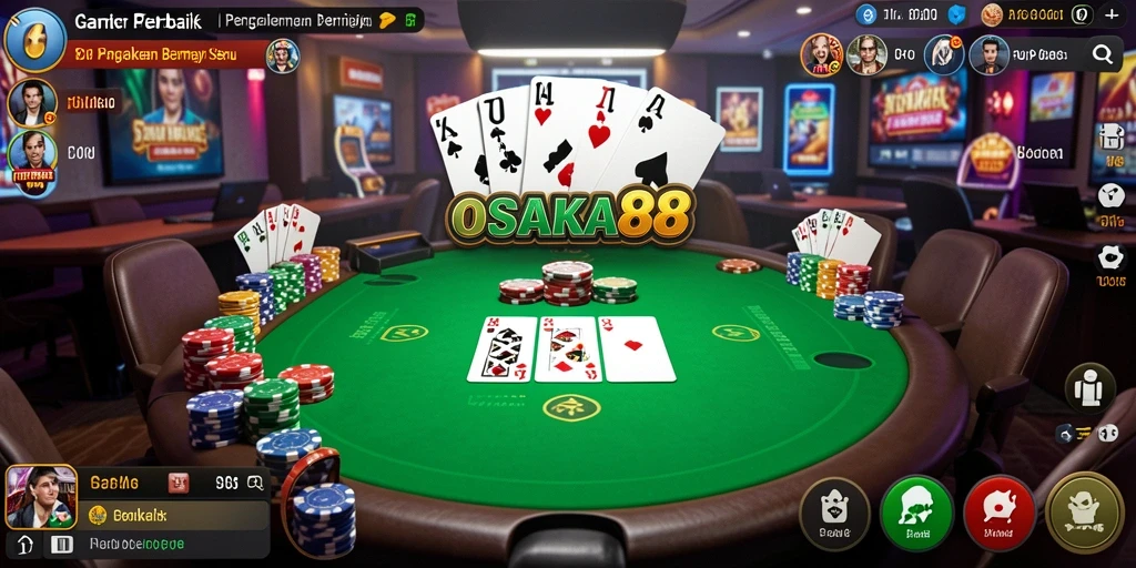 Screenshot gameplay OSAKA88 menampilkan aksi poker yang mendebarkan.