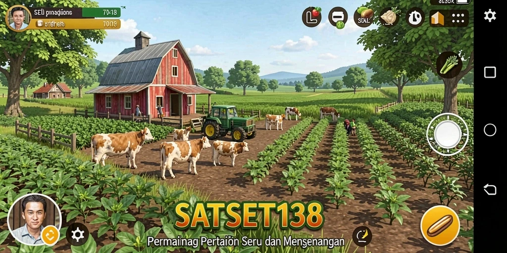 Screenshot SATSET138 menampilkan aktivitas bertani yang seru dan interaktif.