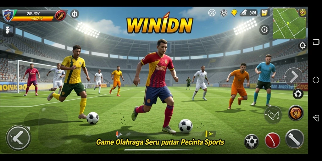 Tampilan gameplay seru dari WINIDN yang menunjukkan aksi olahraga.